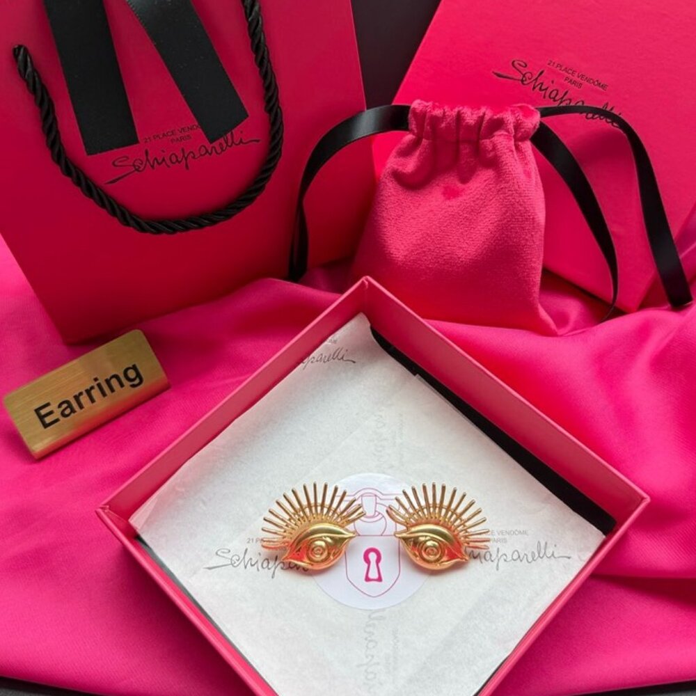 👁️ Schiaparelli Iconic Eye + Sunburst Eyelash Earrings 👁️